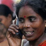 Indian woman in Kolkata with mobile phone